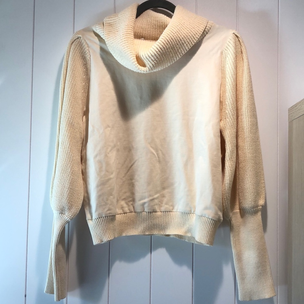 NWT Dolan Anthropologie knit turtleneck banana cream cowl neck L